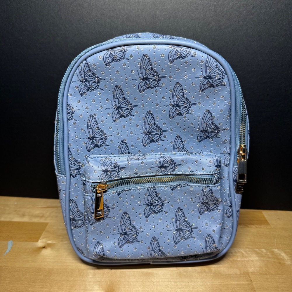 Blush Kiss Light Blue Butterfly Star Vegan Leather Mini Backpack EN31870MTP11